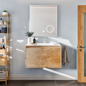Eviva Madeira 24 in. W x 18 in. D x 18 in. H Floating Bathroom Vanity in Oak with White Acrylic Top with White Integrated Sink