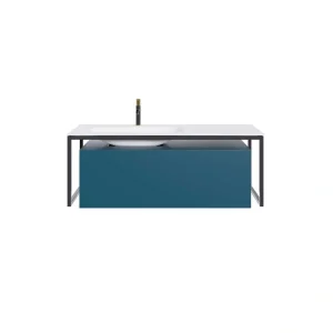 Eviva Modena 51 in. W x 18 in. D Blue Wallmount Bathroom Vanity with White Solid Surface Integrtated Sink Top