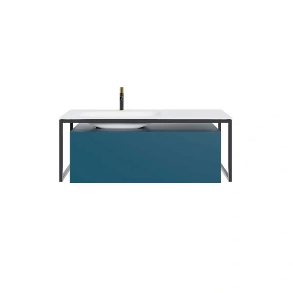 Eviva Modena 51 in. W x 18 in. D Blue Wallmount Bathroom Vanity with White Solid Surface Integrtated Sink Top