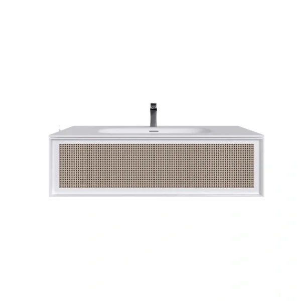 Eviva Nets 39 in. W x 20 in. D Natural Oak and White Wallmount Modern Bathroom Vanity with Solid Surface Integrated Sink Top