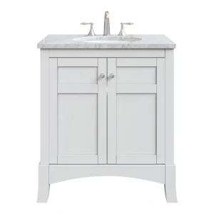 Eviva New Jersey 24 in. W x 22 in. D x 34 in. H Freestanding Single Sink Bath Vanity in White with White Carrara Marble Top