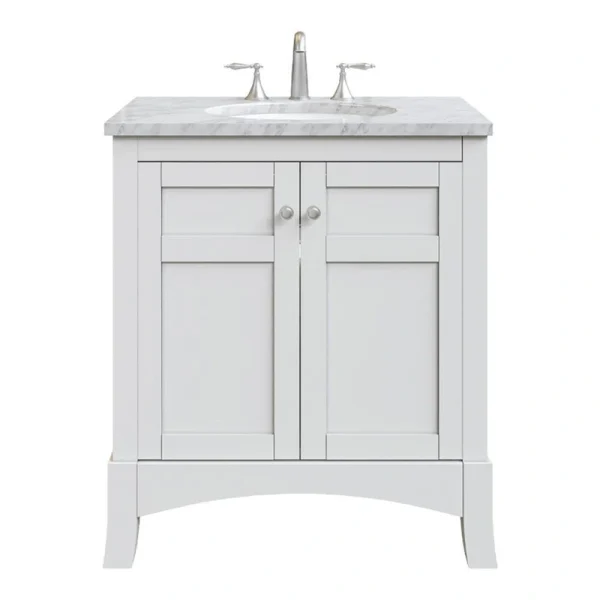 Eviva New Jersey 24 in. W x 22 in. D x 34 in. H Freestanding Single Sink Bath Vanity in White with White Carrara Marble Top
