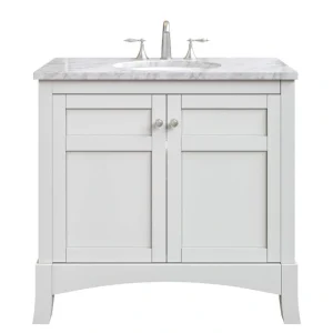 Eviva New Jersey 36 in. W x 22 in. D x 34 in. H Freestanding Single Sink Bath Vanity in White with White Carrara Marble Top