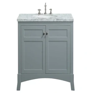 Eviva New York 24 in. W x 21.6 in. D x 32.6 in. H Bathroom Vanity in Gray with White Carrara Marble Top with White Sink