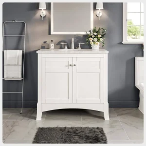 Eviva New York 36 in. W x 22 in. D x 34 in. H Bathroom Vanity in White with White Carrara Marble Top with White Sink
