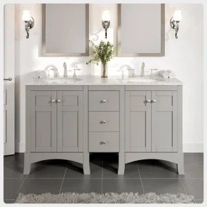 Eviva New York 60 in. W x 22 in. D x 34 in. H Bathroom Vanity in Gray with White Carrara Marble Vanity Top with White Sink