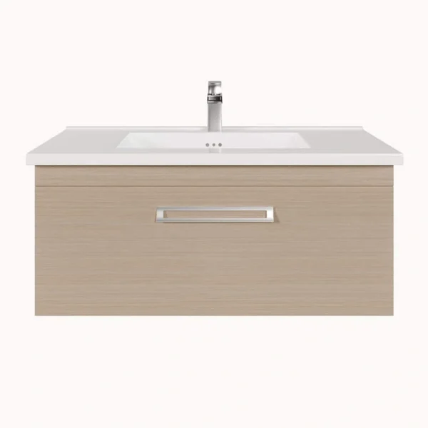 Eviva Orleans 38 in. W x 20 in. D x 23 in. H Single Sink Wallmount Bath Vanity in Light Oak with White Porcelain Top T726947697