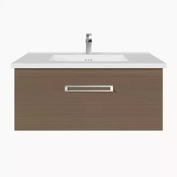 Eviva Orleans 38 in. W x 20 in. D x 23 in. H Single Sink Wallmount Bath Vanity in Wenge with White Porcelain Top T726947698