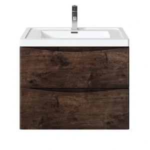 Eviva Smile 30 in. W x 19 in. D x 18 in. H Single Bath Vanity Floating in Rosewood with White Acrylic Top with White Sink