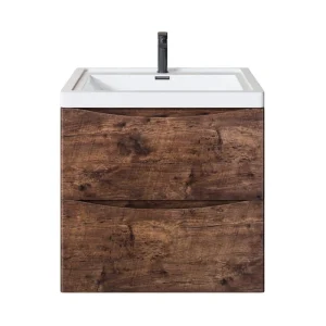 Eviva Smiley 24 in. W x 17 in. D x 21 in. H Floating Bath Vanity in Rosewood with White Acrylic Top