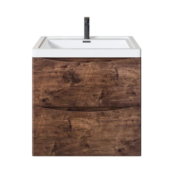 Eviva Smiley 24 in. W x 17 in. D x 21 in. H Floating Bath Vanity in Rosewood with White Acrylic Top
