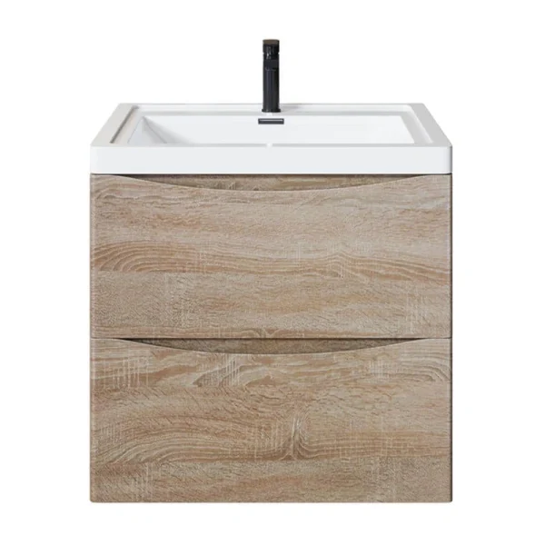 Eviva Smiley 24 in. W x 17 in. D x 21 in. H Floating Bath Vanity in White Oak with White Acrylic Top