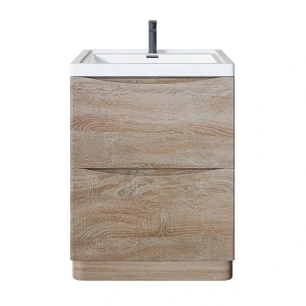 Eviva Smiley 24 in. W x 17 in. D x 34 in. H Freestanding Bath Vanity in White Oak with White Acrylic Top
