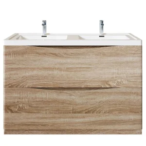 Eviva Smiley 48 in. W x 18 in. D x 32.5 in. H Freestanding Bath Vanity in White Oak with White Acrylic Top