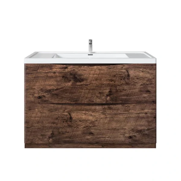 Eviva Smiley 48 in. W x 19 in. D x 33.5 in. H Freestanding Bath Vanity in Rosewood with White Porcelain Top
