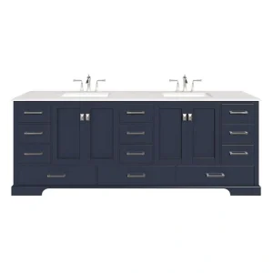 Eviva Storehouse 84 in. W x 22 in. D Dark Gray Bathroom Vanity with White Carrara Quartz Top and Rectangular Undermount Sinks