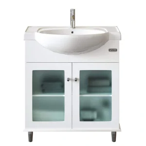 Eviva Tux 36 in. W x 14.7 in. D x 33 in. H Single Bath Vanity in White with White Porcelain Top with White Sink