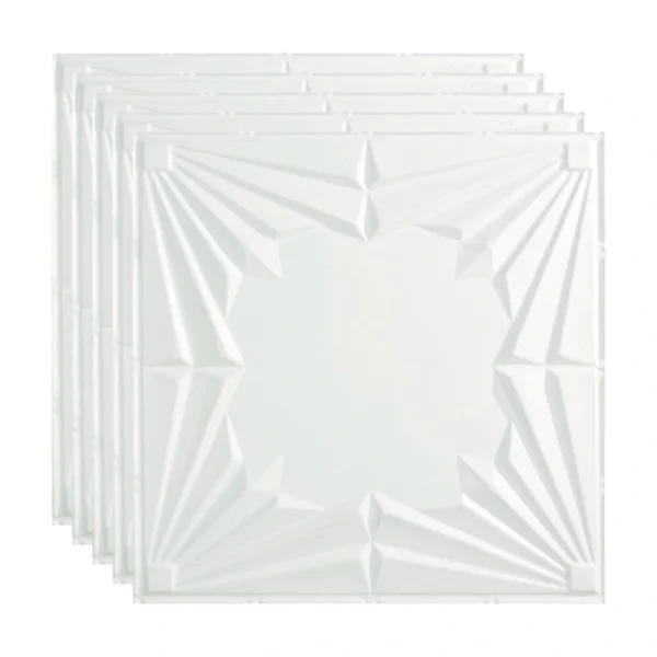 Fasade 2-ft x 2-ft Art Deco Gloss White PVC Drop Ceiling Tile (5-Pack, 20-sq ft / Case)