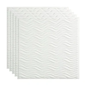 Fasade 2-ft x 2-ft Current Matte White PVC Drop Ceiling Tile (5-Pack, 20-sq ft / Case)