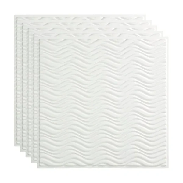 Fasade 2-ft x 2-ft Current Matte White PVC Drop Ceiling Tile (5-Pack, 20-sq ft / Case)