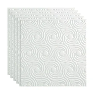 Fasade 2-ft x 2-ft Cyclone Gloss White PVC Surface-mount Ceiling Tile (5-Pack, 20-sq ft / Case)