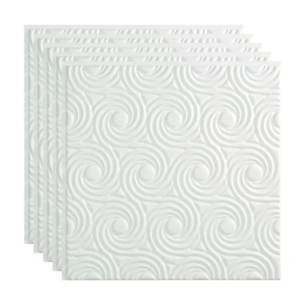 Fasade 2-ft x 2-ft Cyclone Matte White PVC Surface-mount Ceiling Tile (5-Pack, 20-sq ft / Case)