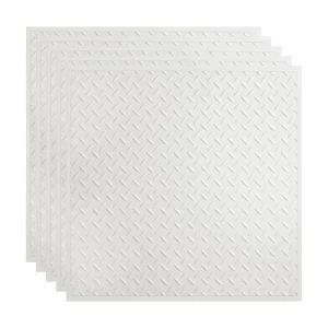 Fasade 2-ft x 2-ft Diamond Plate Matte White PVC Drop Ceiling Tile (5-Pack, 20-sq ft / Case)