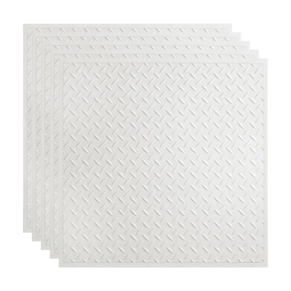 Fasade 2-ft x 2-ft Diamond Plate Matte White PVC Drop Ceiling Tile (5-Pack, 20-sq ft / Case)