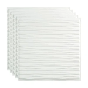 Fasade 2-ft x 2-ft Dunes Gloss White PVC Drop Ceiling Tile (5-Pack, 20-sq ft / Case)
