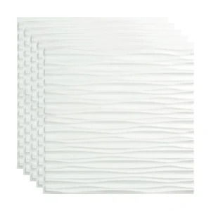 Fasade 2-ft x 2-ft Dunes Horizontal Gloss White PVC Surface-mount Ceiling Tile (5-Pack, 20-sq ft / Case)