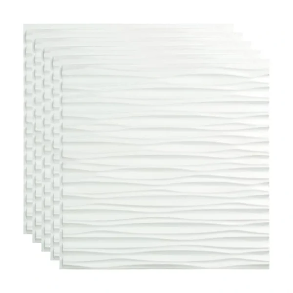 Fasade 2-ft x 2-ft Dunes Horizontal Gloss White PVC Surface-mount Ceiling Tile (5-Pack, 20-sq ft / Case)