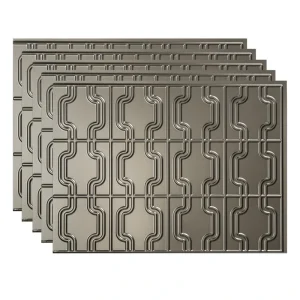 Fasade Chain 18″ x 24″ Brushed Nickel Vinyl Backsplash Tile – 5 Pack