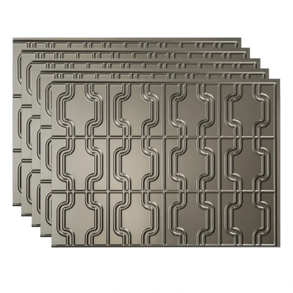 Fasade Chain 18″ x 24″ Brushed Nickel Vinyl Backsplash Tile – 5 Pack
