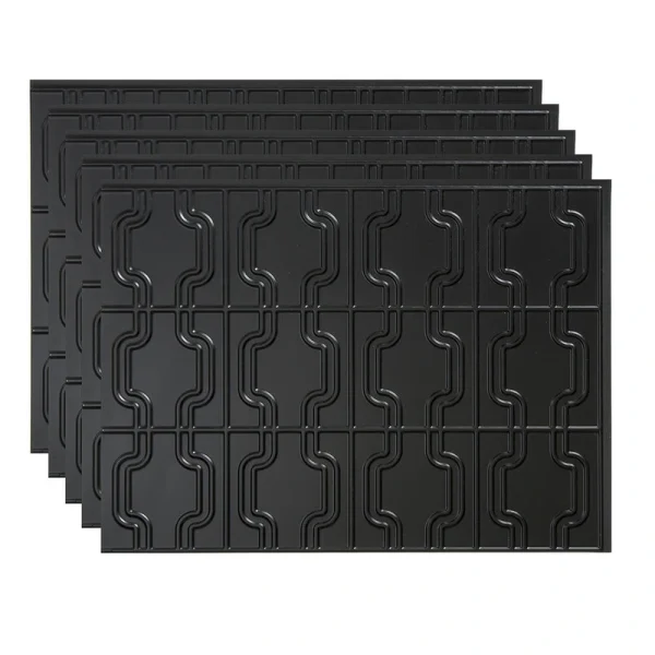 Fasade Chain 18″ x 24″ Matte Black Vinyl Backsplash Tile – 5 Pack