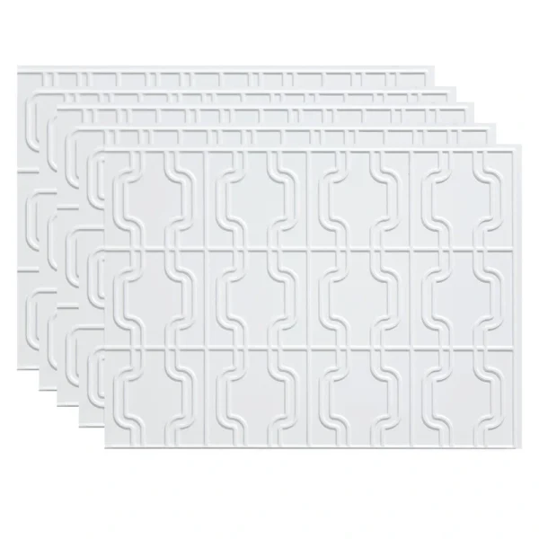 Fasade Chain 18″ x 24″ Matte White Vinyl Backsplash Tile – 5 Pack