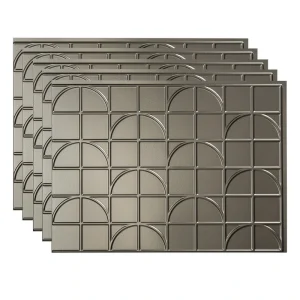 Fasade Crescent 18″ x 24″ Brushed Nickel Vinyl Backsplash Tile – 5 Pack