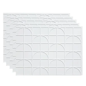 Fasade Crescent 18″ x 24″ Matte White Vinyl Backsplash Tile – 5 Pack