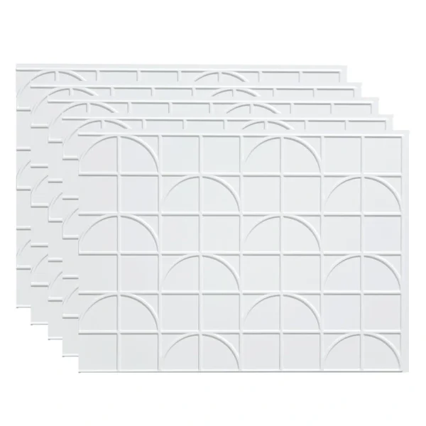 Fasade Crescent 18″ x 24″ Matte White Vinyl Backsplash Tile – 5 Pack