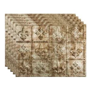 Fasade Fleur-de-lis 18″ x 24″ Bermuda Bronze Vinyl Backsplash Tile – 5 Pack