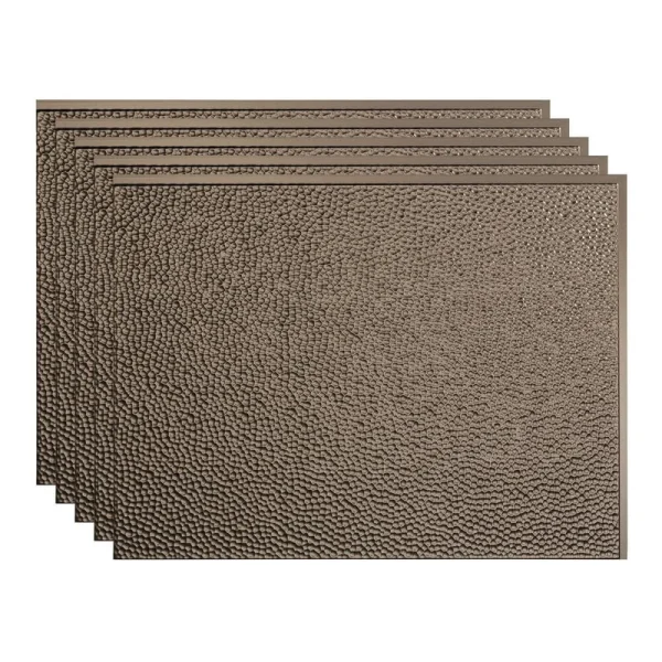 Fasade Hammered 18″ x 24″ Argent Bronze Vinyl Backsplash Tile – 5 Pack