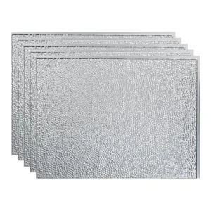 Fasade Hammered 18″ x 24″ Brushed Aluminum Vinyl Backsplash Tile – 5 Pack