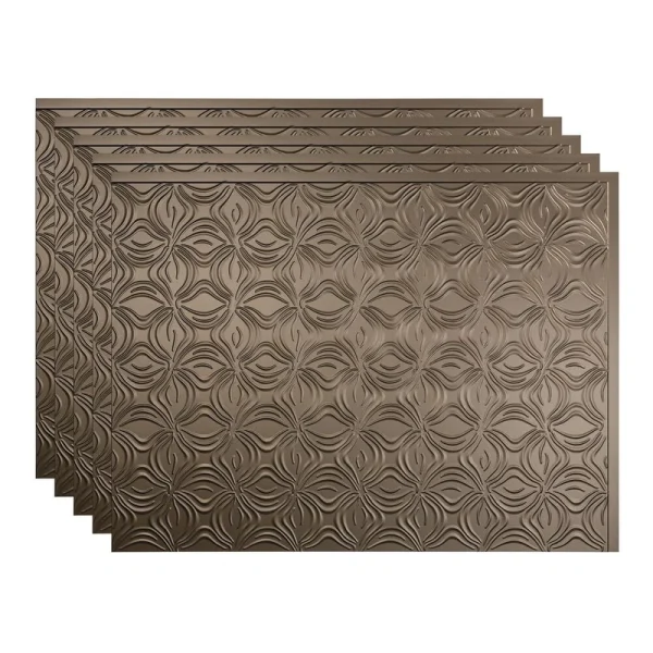 Fasade Lotus 18″ x 24″ Argent Bronze Vinyl Backsplash Tile – 5 Pack