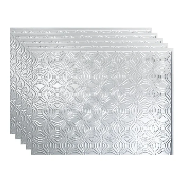 Fasade Lotus 18″ x 24″ Brushed Aluminum Vinyl Backsplash Tile – 5 Pack