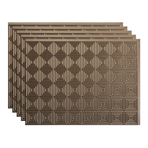 Fasade Miniquattro 18″ x 24″ Argent Bronze Vinyl Backsplash Tile – 5 Pack
