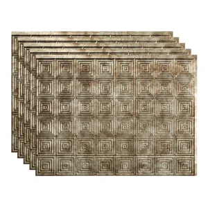 Fasade Miniquattro 18″ x 24″ Bermuda Bronze Vinyl Backsplash Tile – 5 Pack