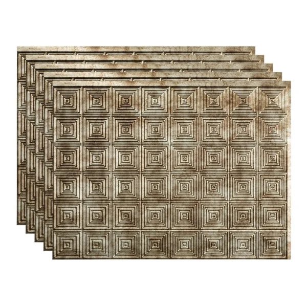 Fasade Miniquattro 18″ x 24″ Bermuda Bronze Vinyl Backsplash Tile – 5 Pack