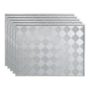 Fasade Miniquattro 18″ x 24″ Brushed Aluminum Vinyl Backsplash Tile – 5 Pack