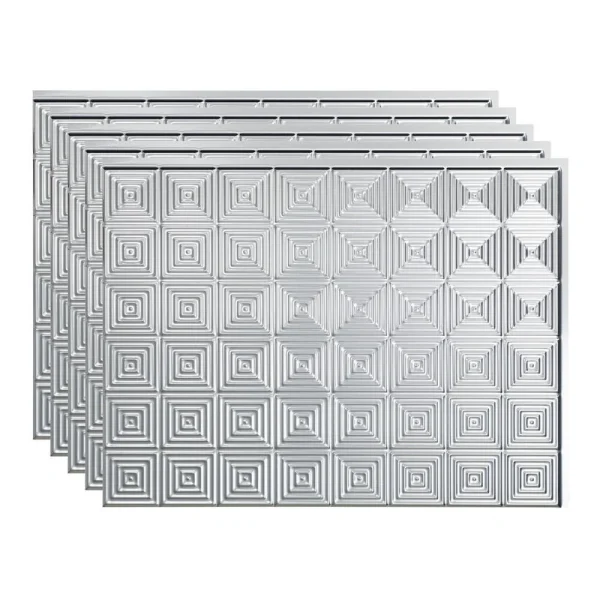 Fasade Miniquattro 18″ x 24″ Brushed Aluminum Vinyl Backsplash Tile – 5 Pack