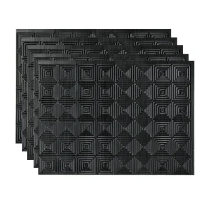 Fasade Miniquattro 18″ x 24″ Brushed Onyx Vinyl Backsplash Tile – 5 Pack