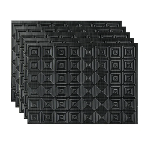 Fasade Miniquattro 18″ x 24″ Brushed Onyx Vinyl Backsplash Tile – 5 Pack